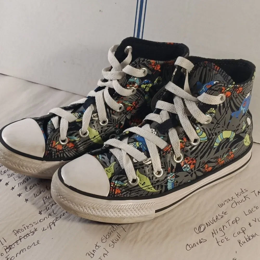 Converse Plants Unisex Kids High Top Lace Up Canvas Sneakers Sz 13